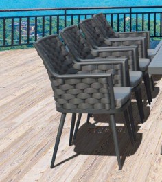 SKY CHAIR DARK GREY ALUMINIUM WITH GREY ROPE - GREY TEXTILENE SKY ΚΑΡΕΚΛΑ  ΑΛΟΥΜΙΝΙΟΥ ΣΚΟΥΡΟ ΓΚΡΙ ΜΕ ΓΚΡΙ ΣΧΟΙΝΙ ΚΑΙ ΓΚΡΙ ΥΦΑΝΣΗ